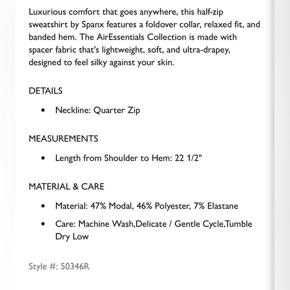 NWOT SPANX AirEssentials Cerulean Blue Quarter Zip Pullover, Size Medium - Picture 16 of 16